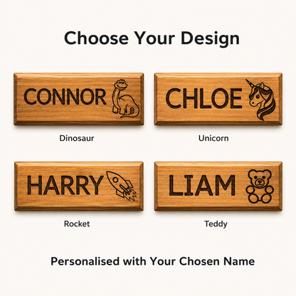 Personalised Wooden Kids Door Sign – Custom Name Plaque