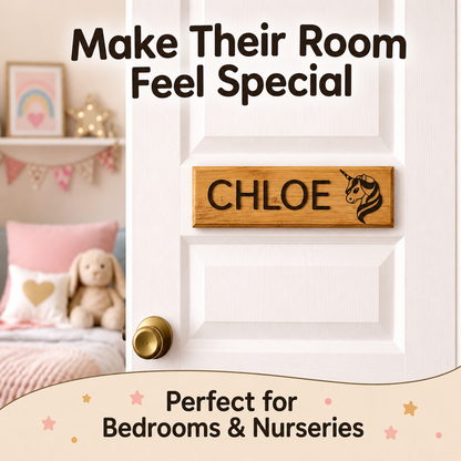 Personalised Wooden Kids Door Sign – Custom Name Plaque