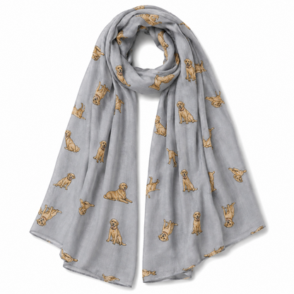 Golden Labrador Lightweight Dog Scarf in Grey