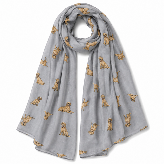 Golden Labrador Lightweight Dog Scarf in Grey