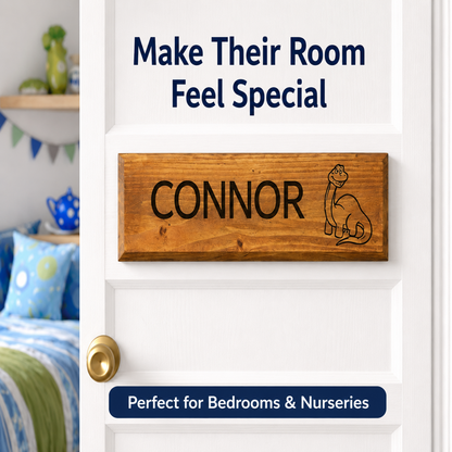 Personalised Wooden Kids Door Sign – Custom Name Plaque