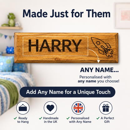 Personalised Wooden Kids Door Sign – Custom Name Plaque