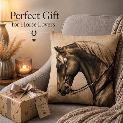 Brown Horse Print Cushion Cover