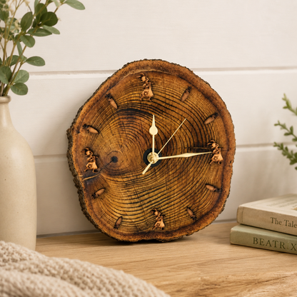 Handmade Beatrix Potter Wooden Log Clock – Peter Rabbit Nursery Wall Clock