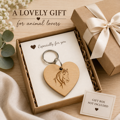 Handmade Wooden Heart Animal Keyring – Choose Your Design