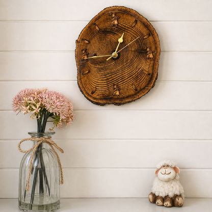 Handmade Beatrix Potter Wooden Log Clock – Peter Rabbit Nursery Wall Clock