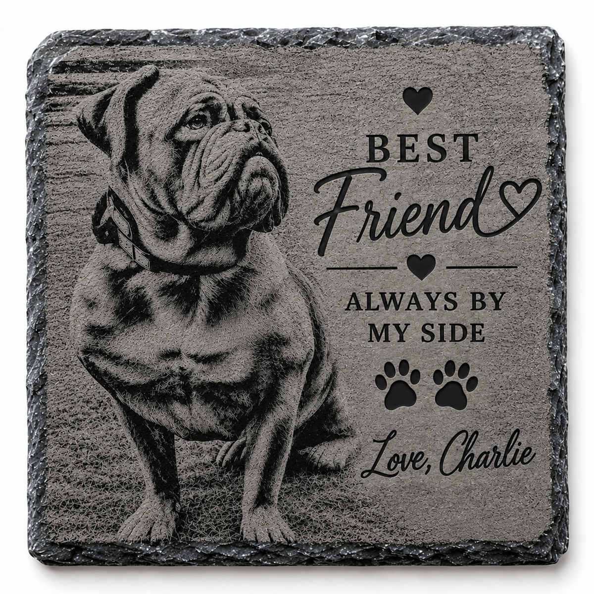 Personalised Pet Photo Slate Coaster – Custom Engraved Pet Gift