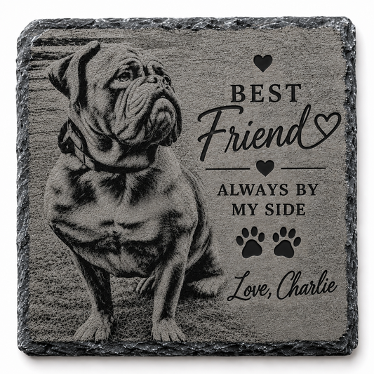 Personalised Pet Photo Slate Coaster – Custom Engraved Pet Gift