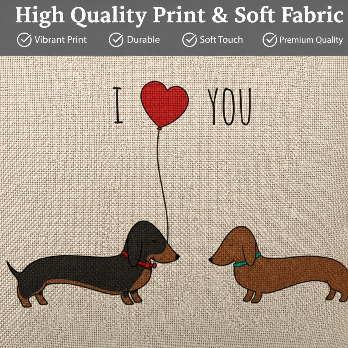 Dachshund dog cushion cover close up