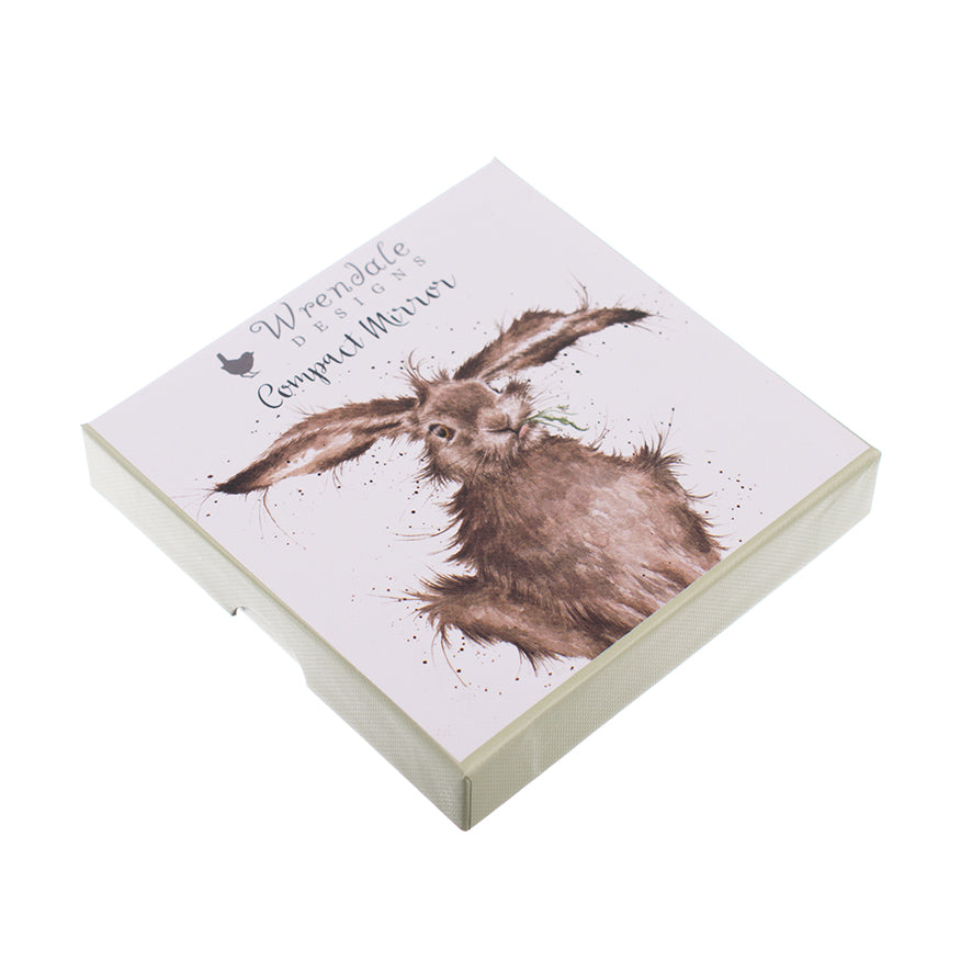 A square decorative box featuring a watercolor-style illustration of a brown hare on a pale pinkish-white cover, with the text 'Wren'sdale by Compton Manor' and a small bird logo. The box is photographed on a clean white background.
