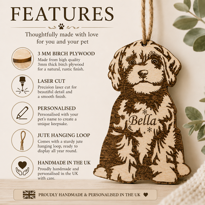 Personalised Wooden Pet Christmas Decoration – Dog, Cat or Horse