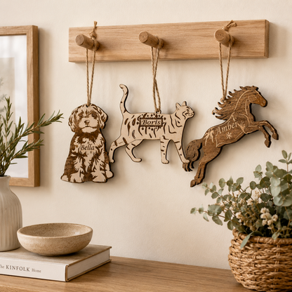 Personalised Wooden Pet Christmas Decoration – Dog, Cat or Horse