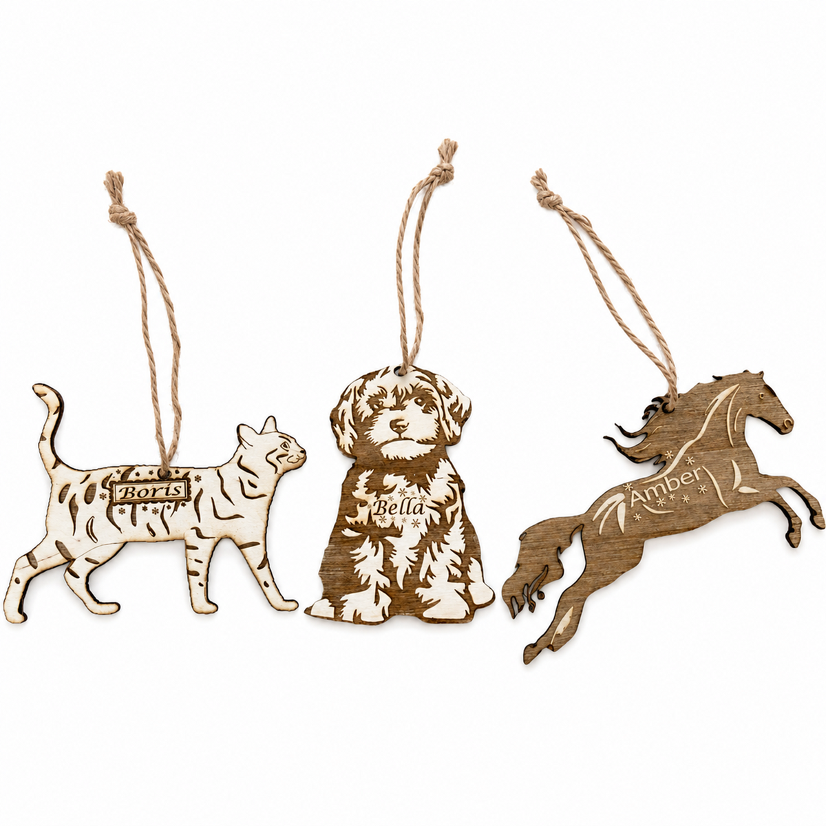 Personalised Wooden Pet Christmas Decoration – Dog, Cat or Horse
