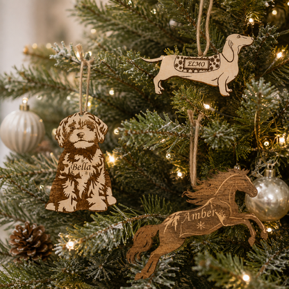 Personalised Wooden Pet Christmas Decoration – Dog, Cat or Horse