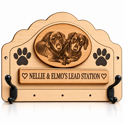 Photo dog lead holder with single hooks