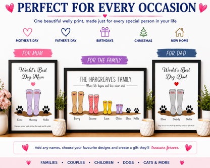 Personalised Family Welly Print – People & Pets