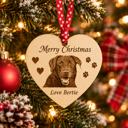 Personalised Pet Photo Heart – Engraved Wooden Keepsake