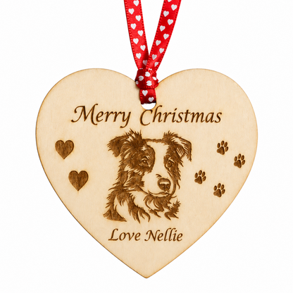 Personalised Wooden Pet Heart Decoration – Dog, Cat & Horse Designs