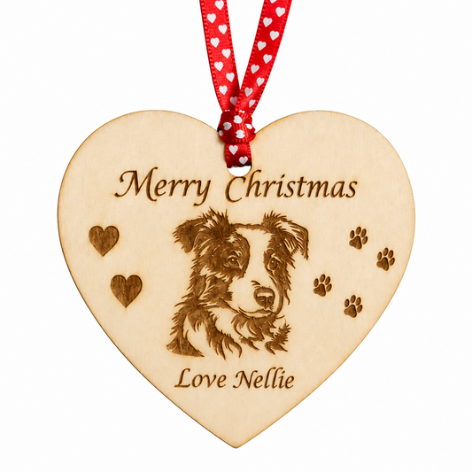 Personalised Wooden Pet Heart Decoration – Dog, Cat & Horse Designs
