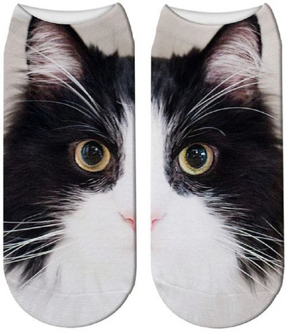 Cat Print Trainer Socks