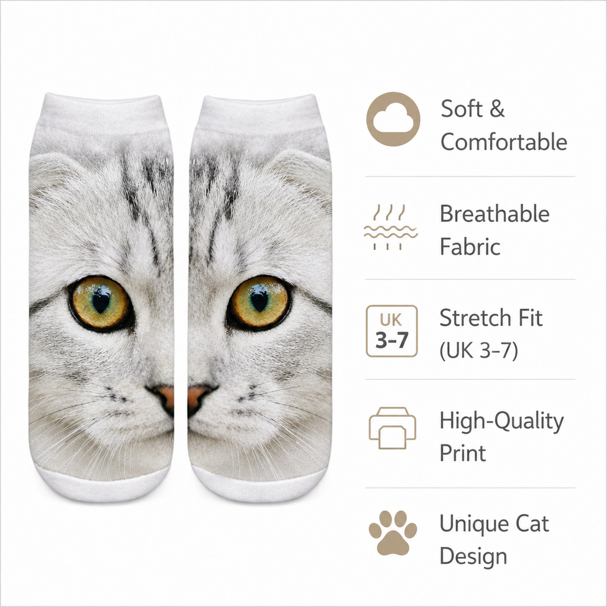 Cat Print Trainer Socks