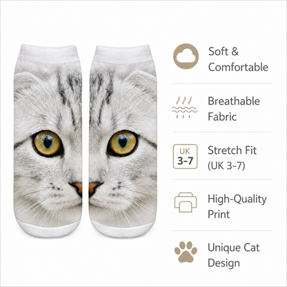 Cat Print Trainer Socks