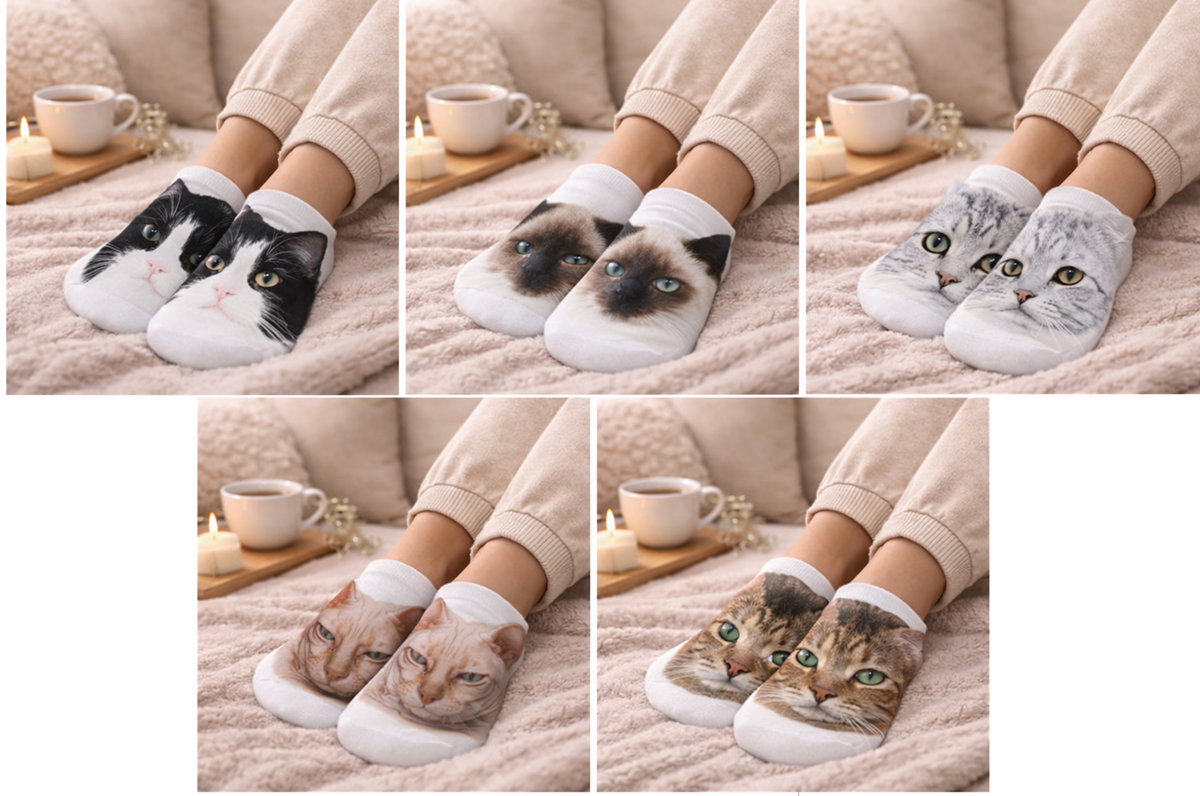 Cat Print Trainer Socks