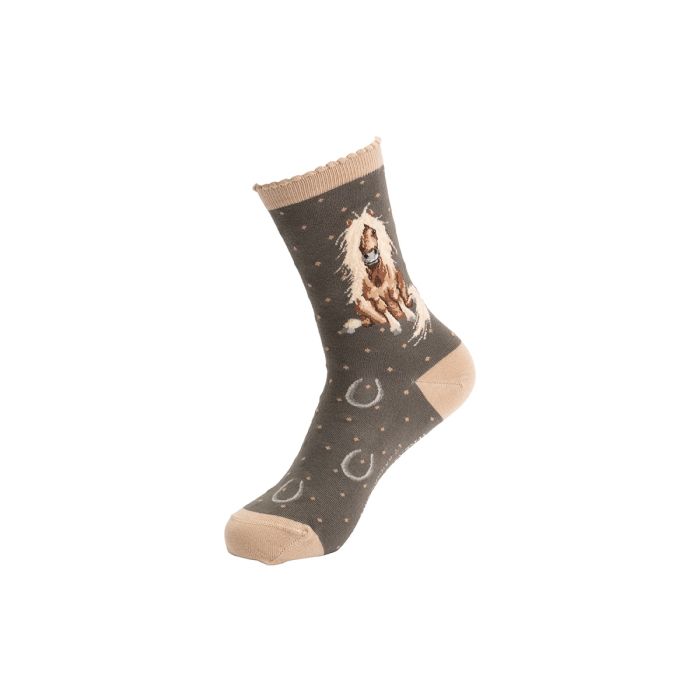 Sock with a horse design on a white background